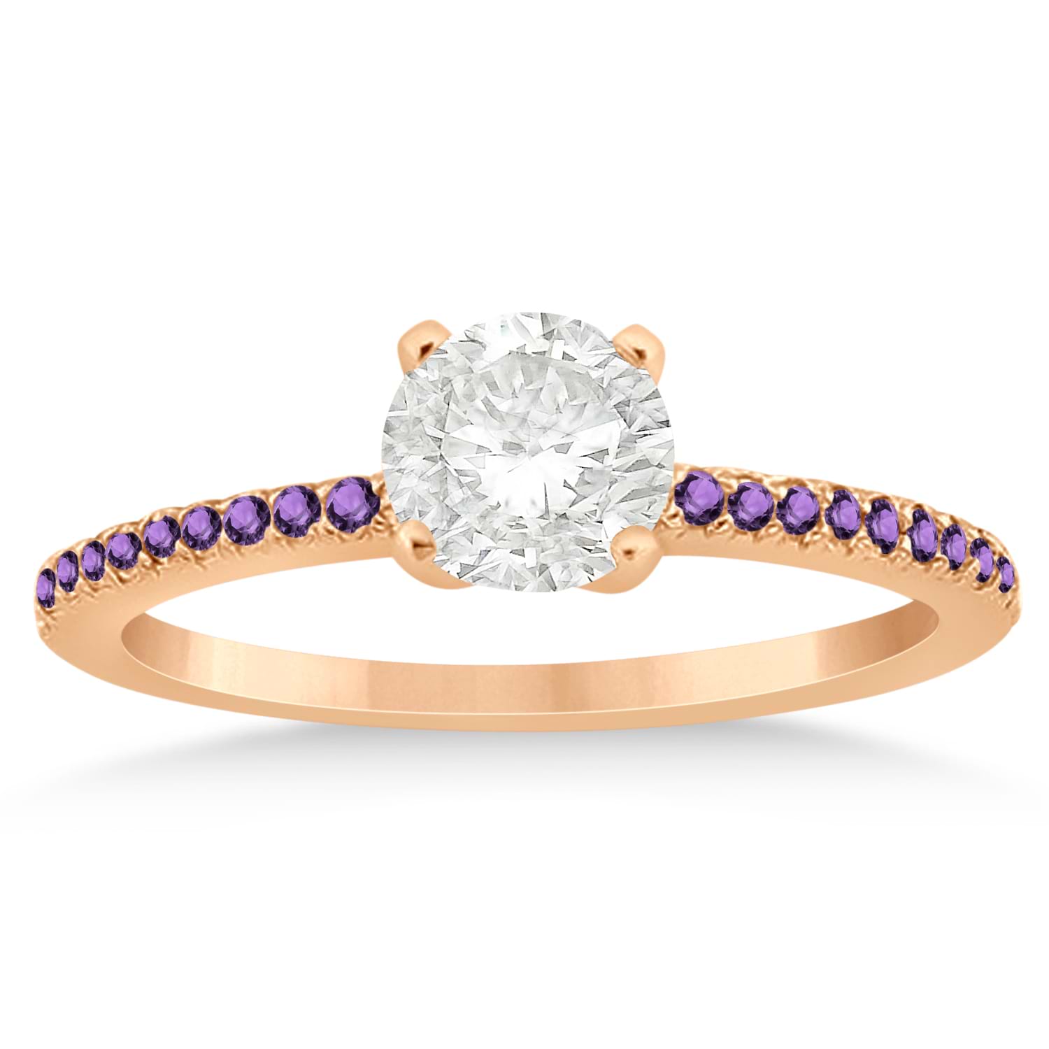 Amethyst Accented Engagement Ring Setting 18k Rose Gold 0.18ct