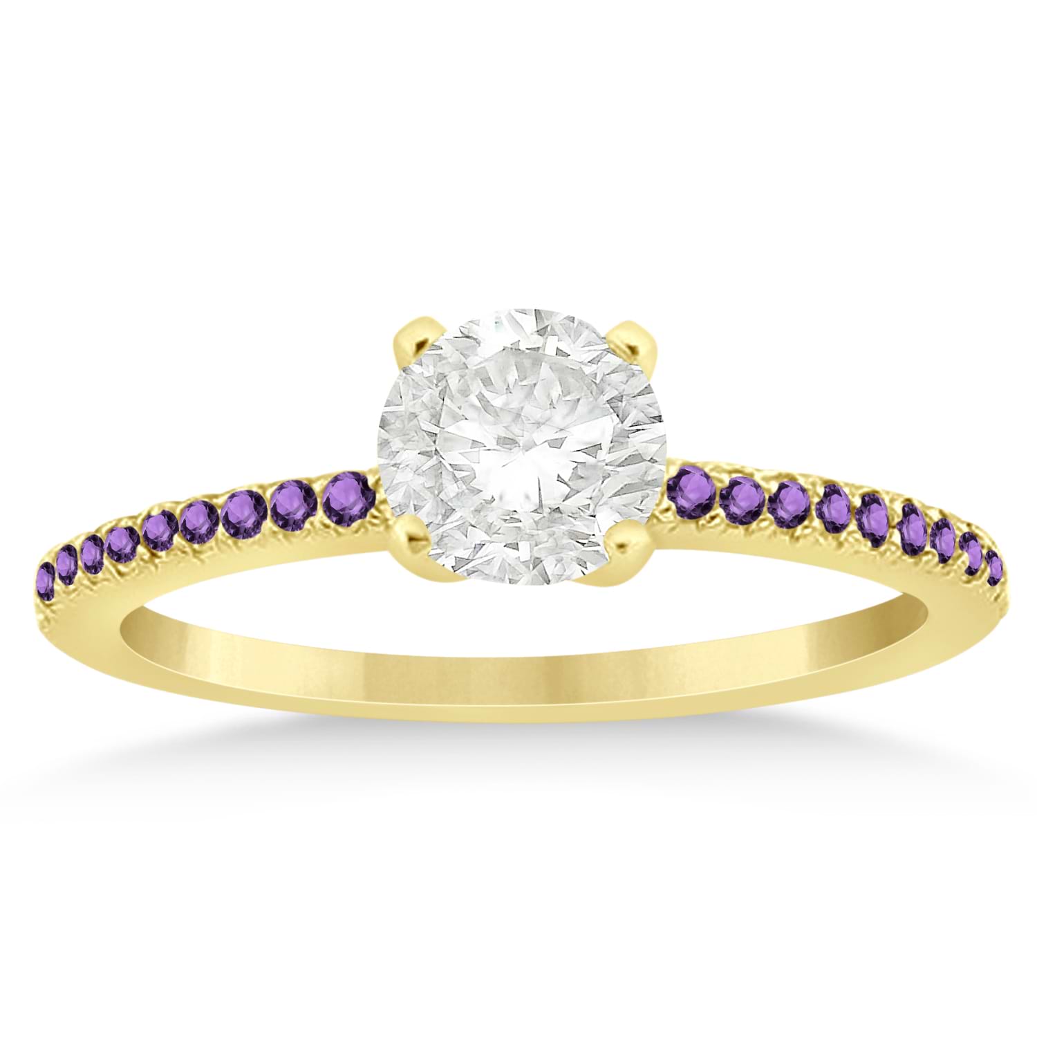 Amethyst Accented Engagement Ring Setting 18k Yellow Gold 0.18ct