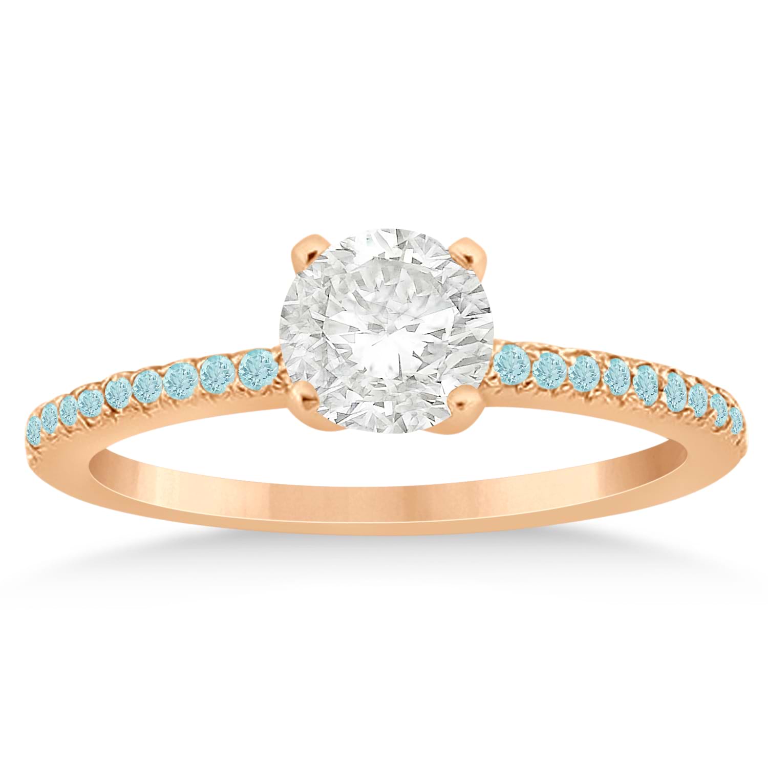 Aquamarine Accented Engagement Ring Setting 14k Rose Gold 0.18ct