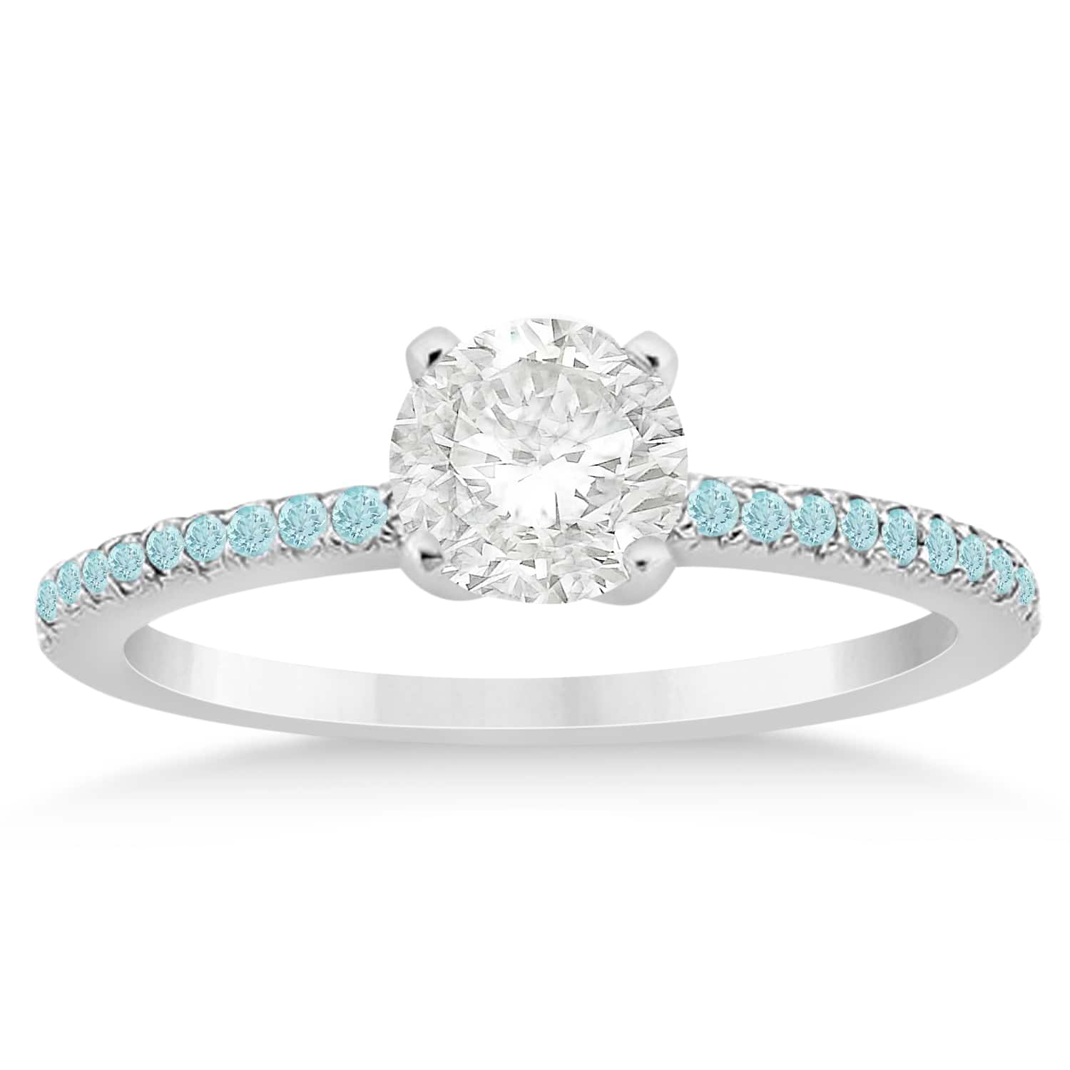 Aquamarine Accented Engagement Ring Setting Platinum 0.18ct