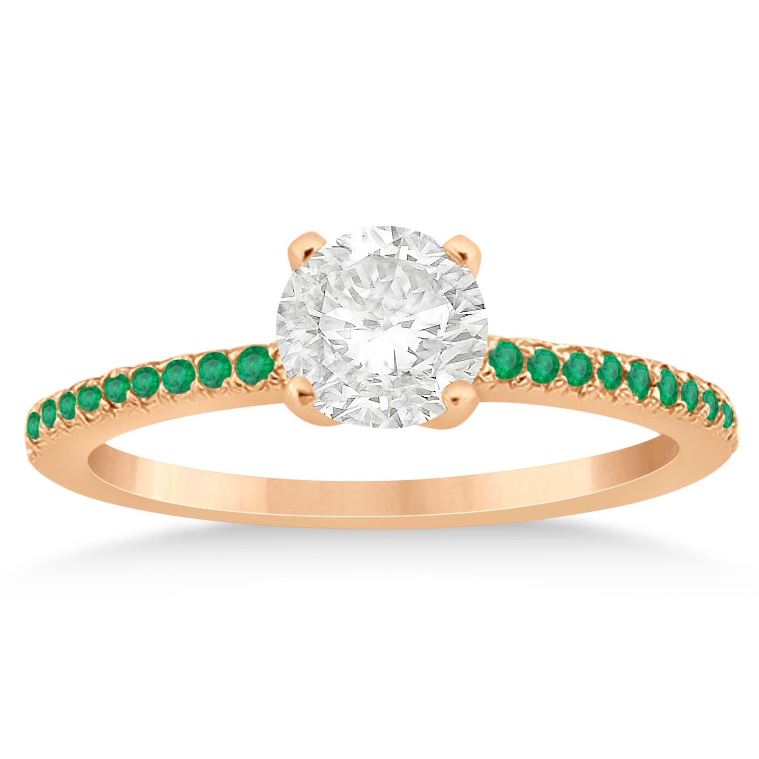 Emerald Accented Engagement Ring Setting 18k Rose Gold 0.18ct