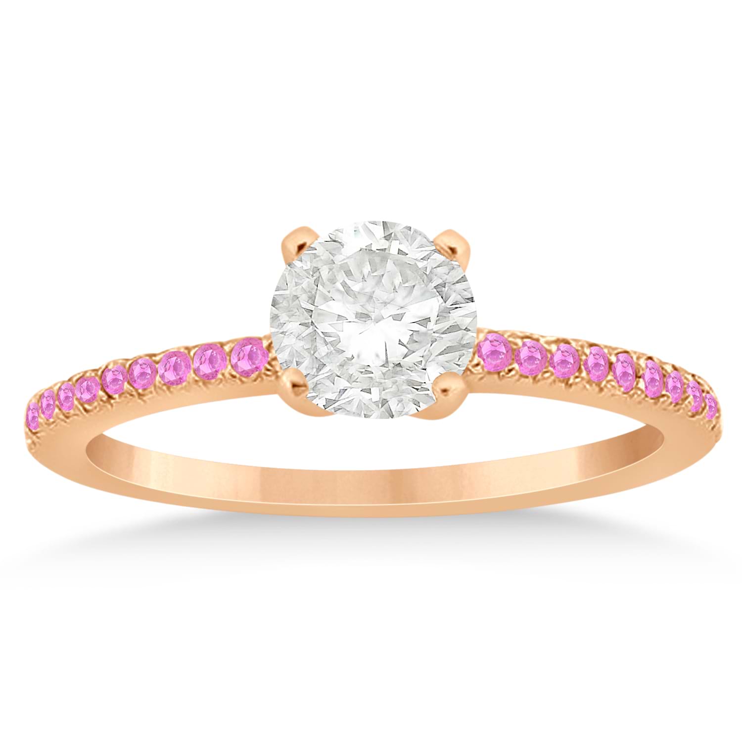 Pink Sapphire Accented Engagement Ring Setting 14k Rose Gold 0.18ct