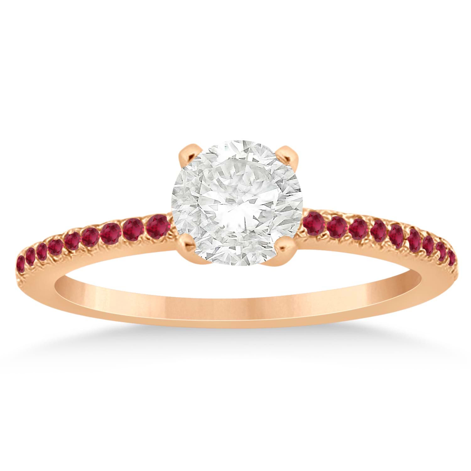 Ruby Accented Engagement Ring Setting 18k Rose Gold 0.18ct