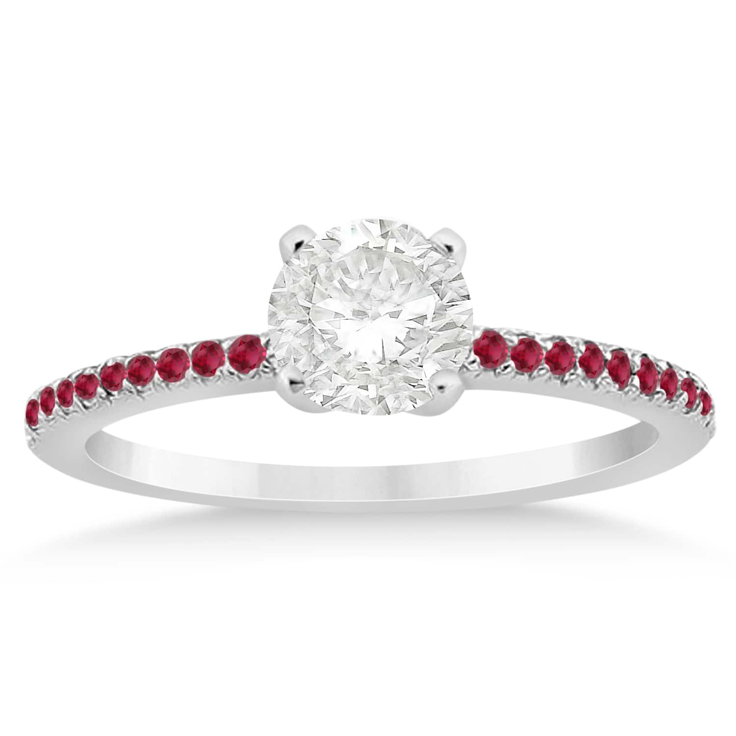 Ruby Accented Engagement Ring Setting 18k White Gold 0.18ct