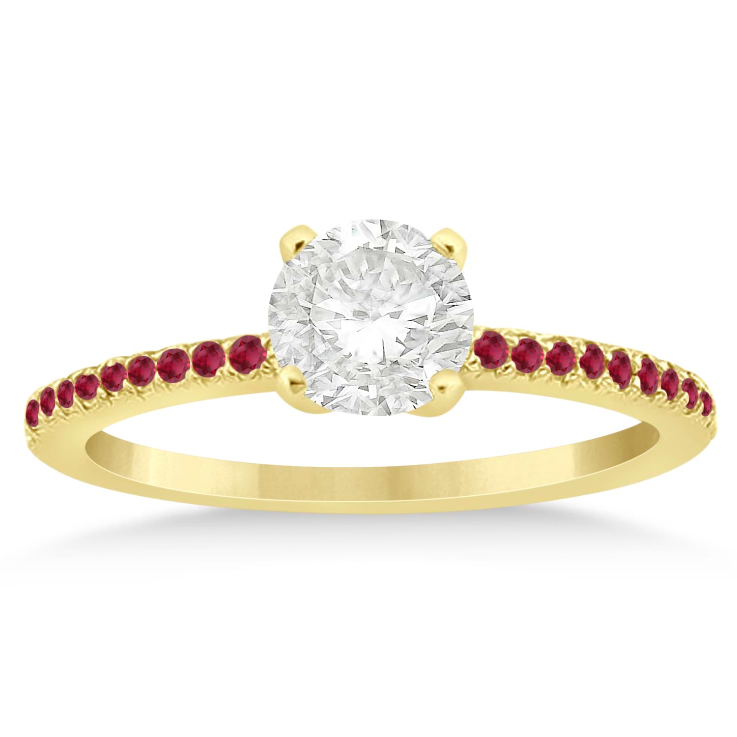 Ruby Accented Engagement Ring Setting 18k Yellow Gold 0.18ct