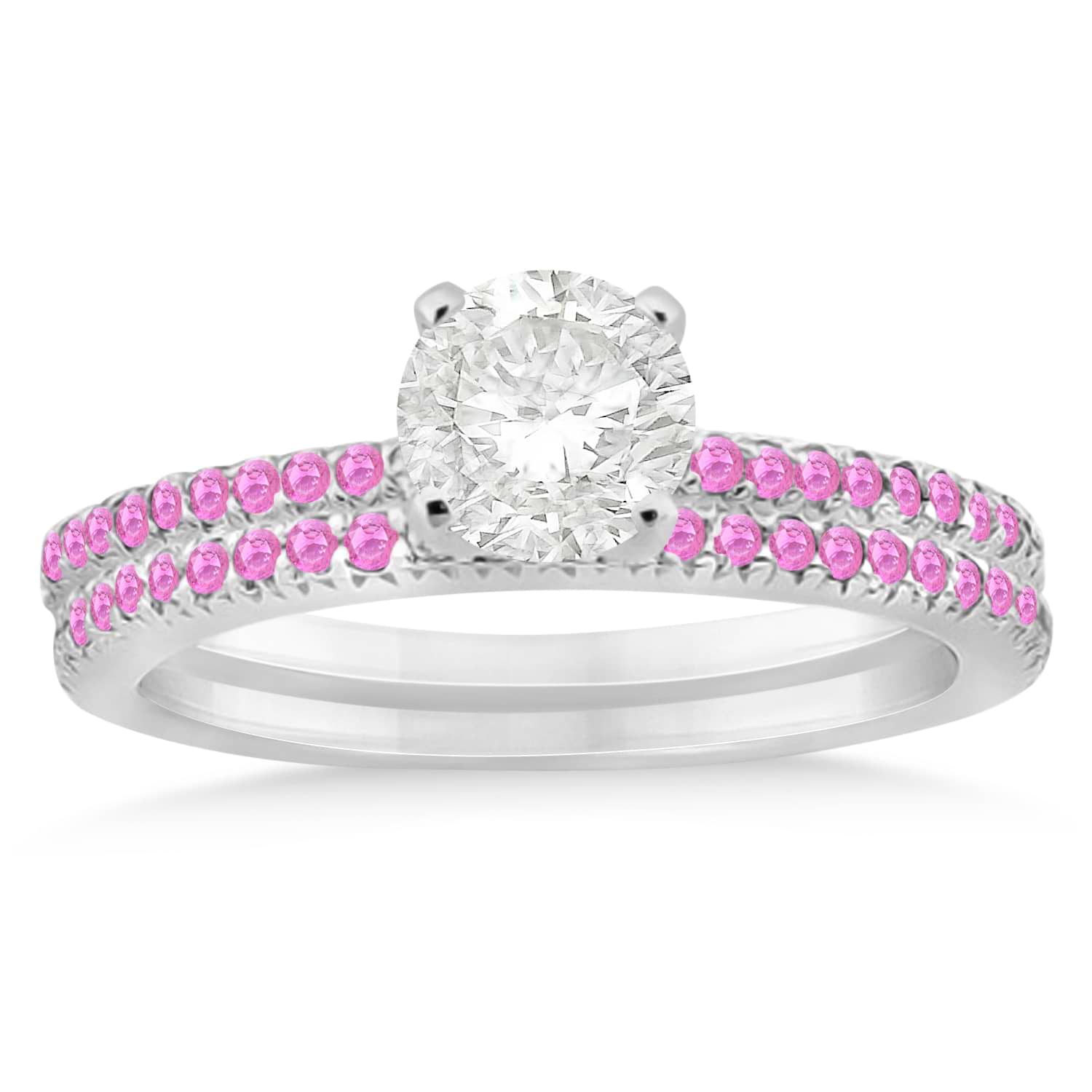 Pink Sapphire Accented Bridal Set Setting Palladium 0.39ct