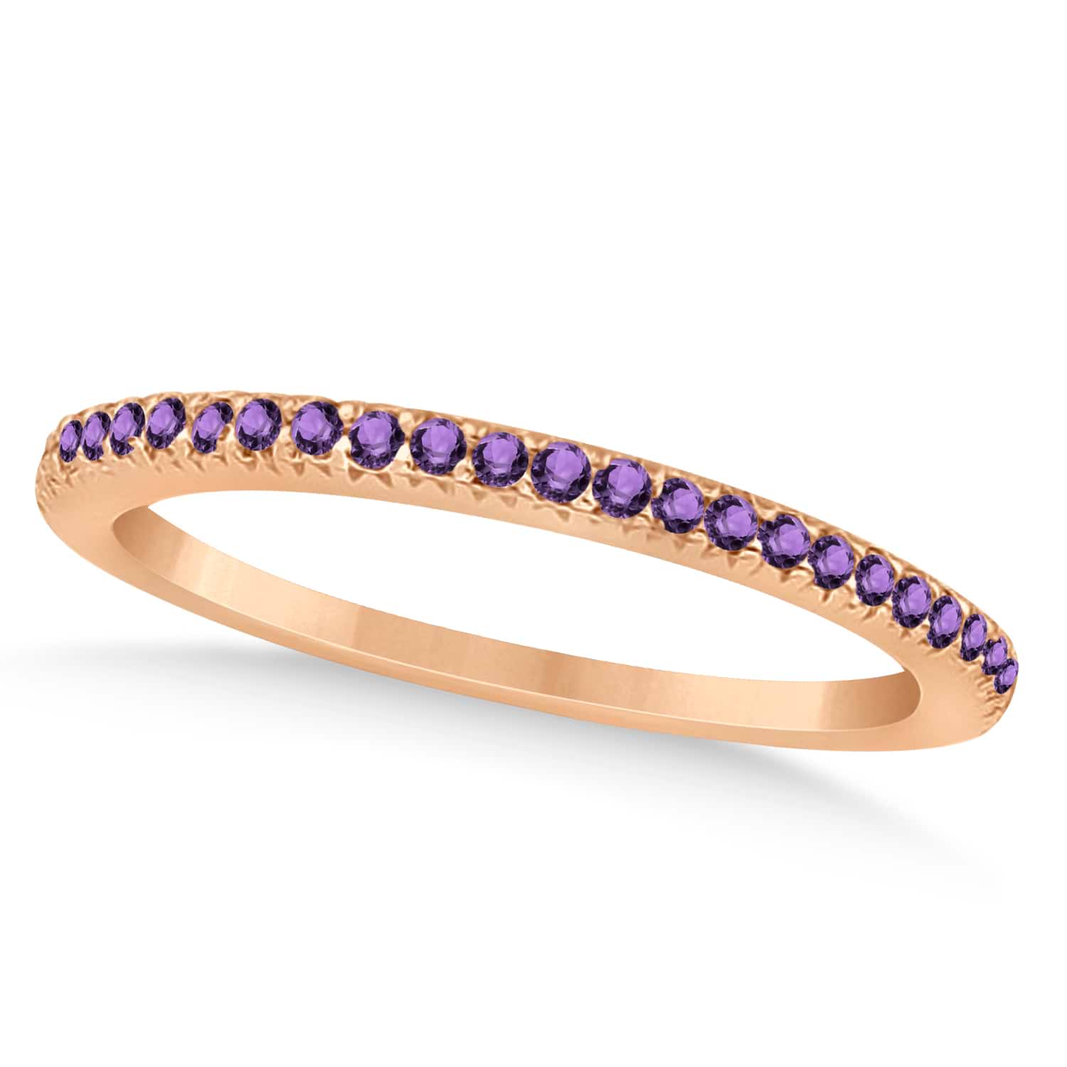 Amethyst Accented Wedding Band 14k Rose Gold 0.21ct
