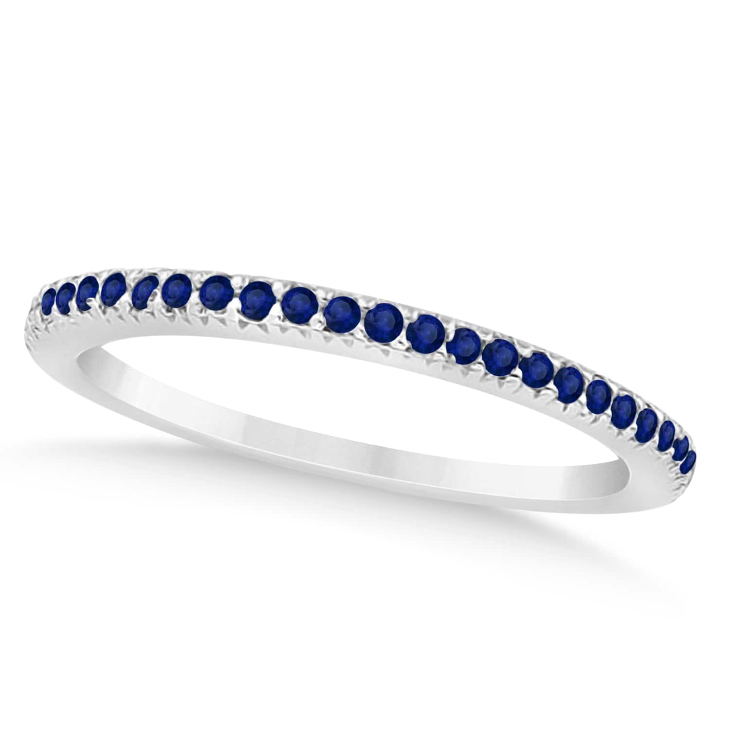 Blue Sapphire Accented Wedding Band 14k White Gold 0.21ct