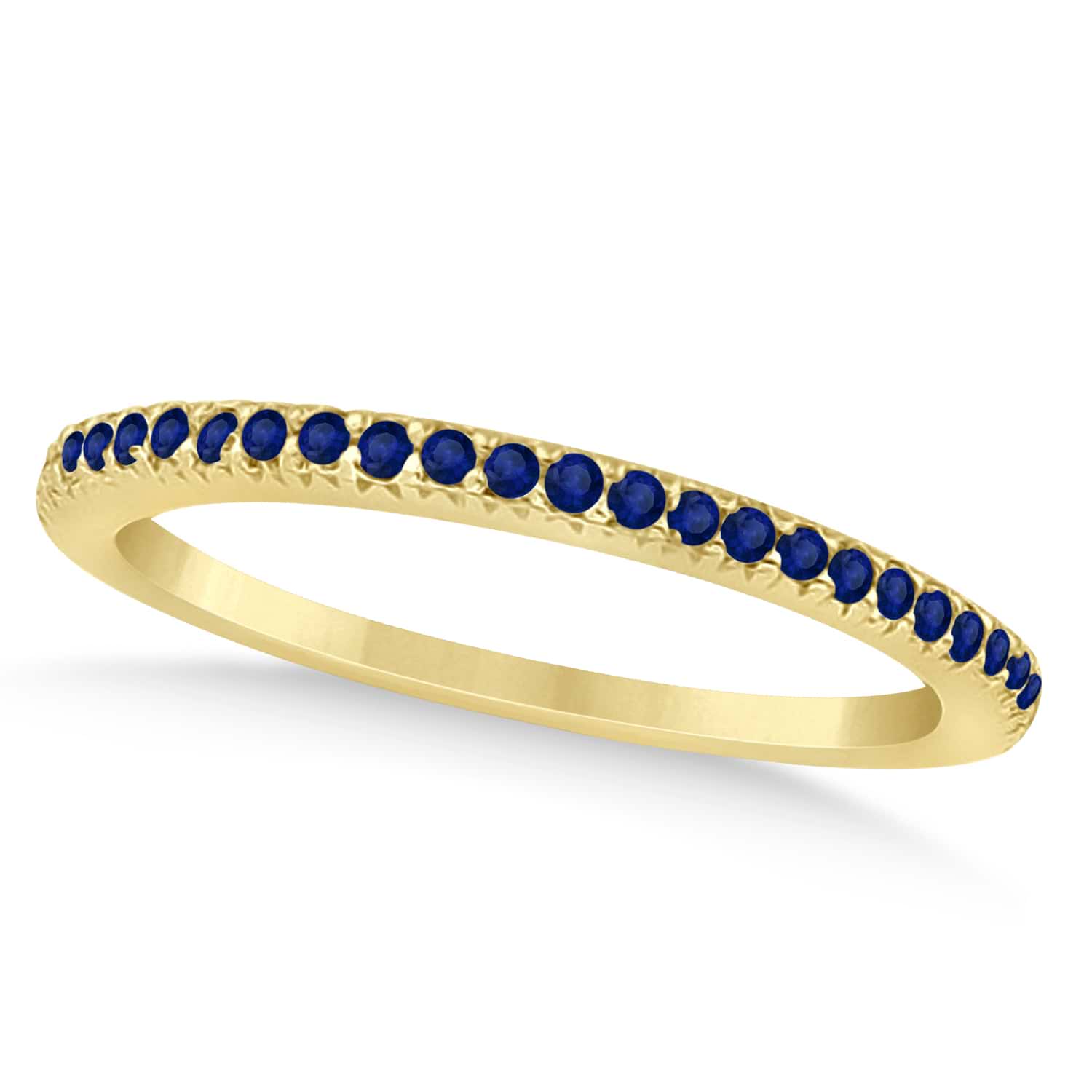 Blue Sapphire Accented Wedding Band 18k Yellow Gold 0.21ct