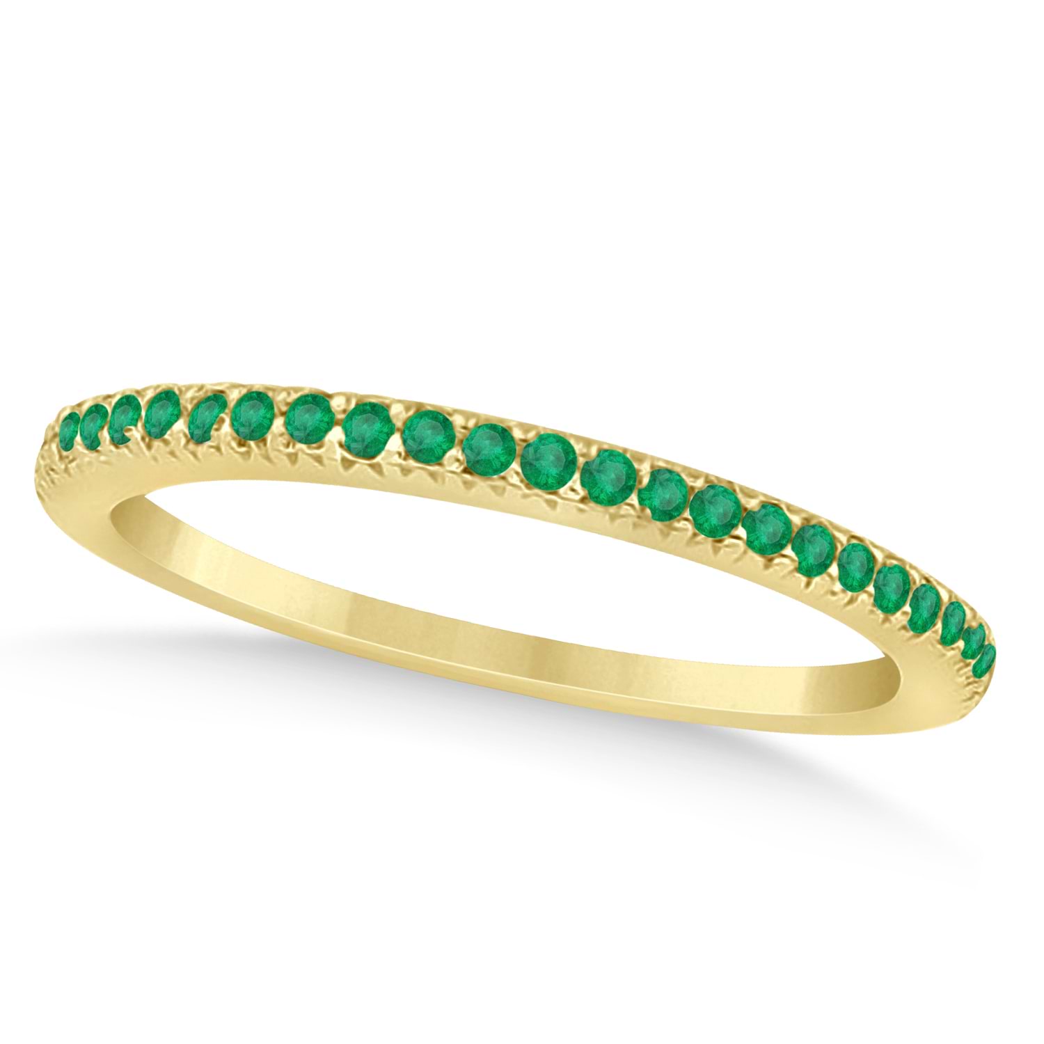 Emerald Accented Wedding Band 14k Yellow Gold 0.21ct