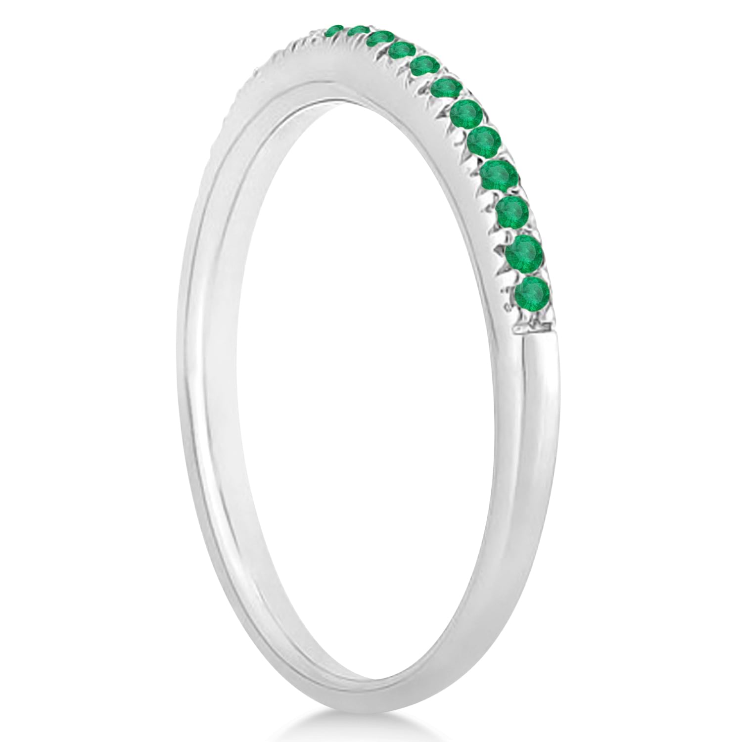 Emerald Accented Wedding Band Platinum 0.21ct