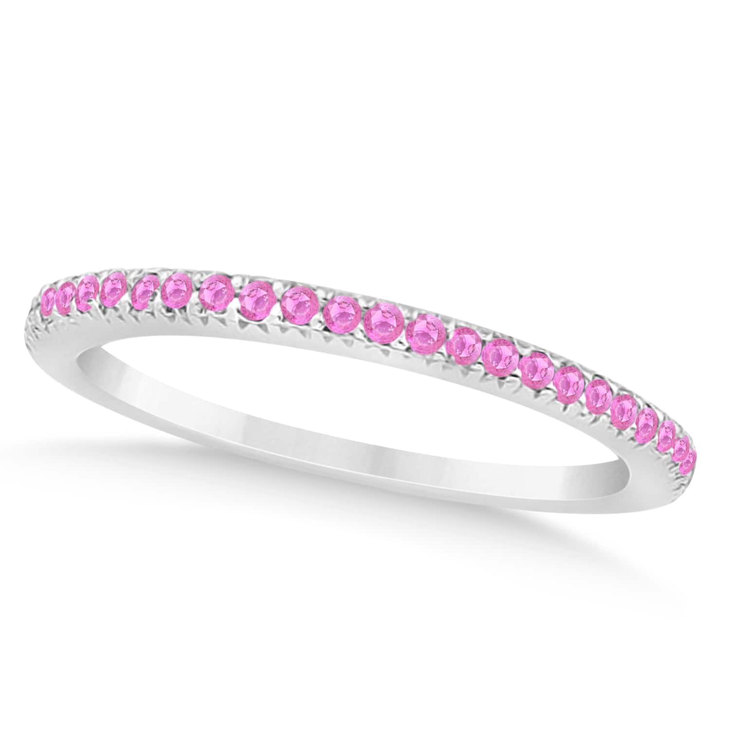 Pink Sapphire Accented Wedding Band 18k White Gold 0.21ct