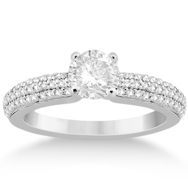 Triple Row Micro Pave Diamond Engagement Ring Platinum (0.37ct)