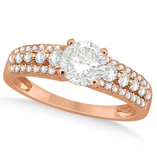 Three-Row Prong-Set Diamond Engagement Ring 14k Rose Gold (0.37ct)