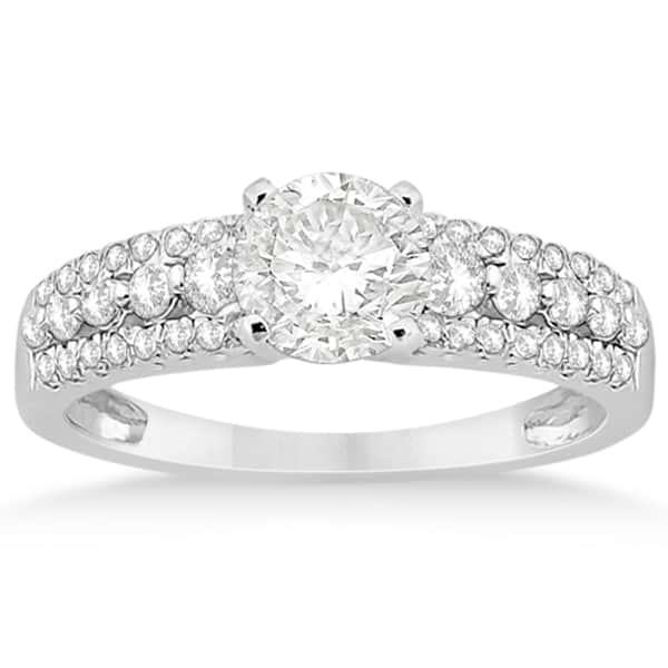 Three-Row Prong-Set Diamond Engagement Ring 18k White Gold (0.37ct)