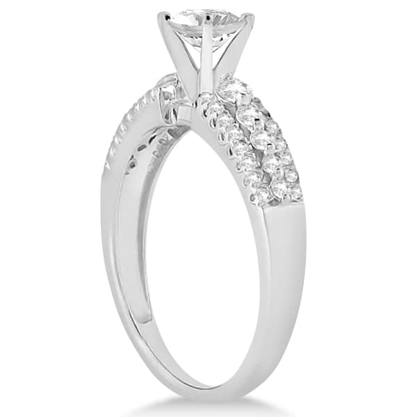 Three-Row Prong-Set Diamond Engagement Ring 18k White Gold (0.37ct)