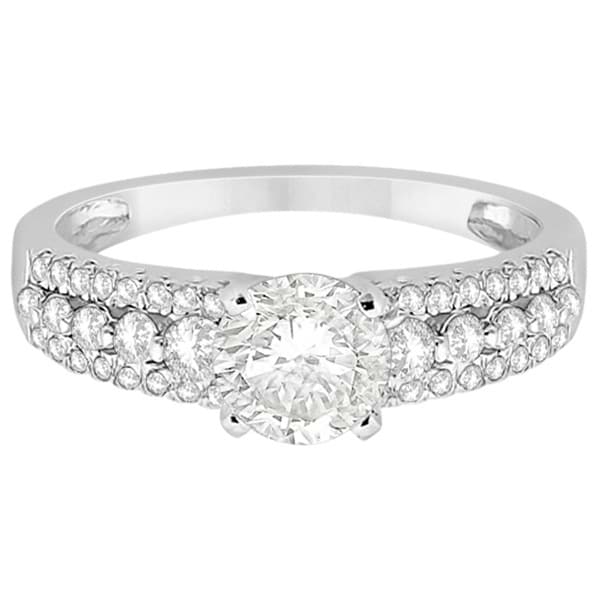 Three-Row Prong-Set Diamond Engagement Ring Palladium (0.37ct)