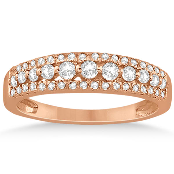 Three-Row Prong-Set Diamond Bridal Set in 14k Rose Gold (0.80ct)