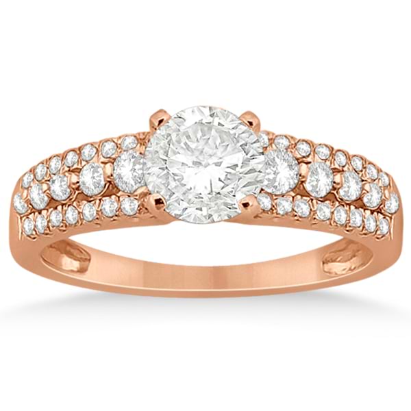 Three-Row Prong-Set Diamond Bridal Set in 18k Rose Gold (0.80ct)