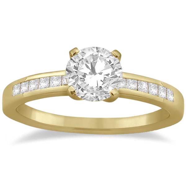 Channel Set Princess Cut Diamond Engagement Ring 14k Yellow Gold (0.15ct)