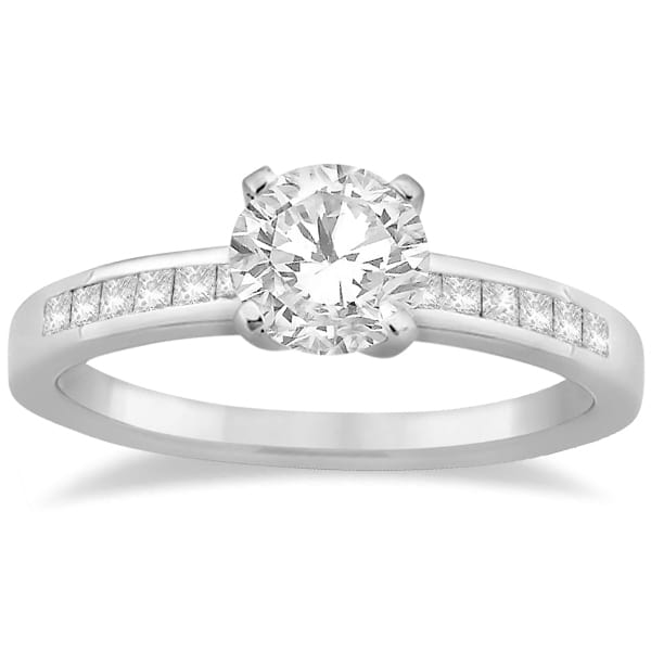 Channel Set Princess Cut Diamond Engagement Ring 18k White Gold (0.15ct)