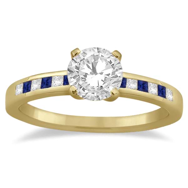Princess Diamond & Blue Sapphire Engagement Ring 14k Yellow Gold (0.20ct)