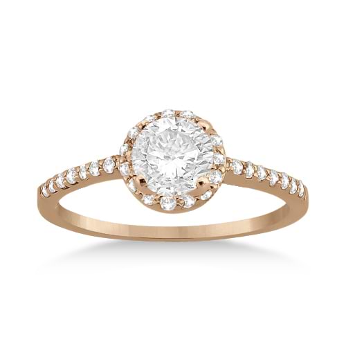 Petite Halo Diamond Engagement Ring Setting 18k Rose Gold (0.25ct)