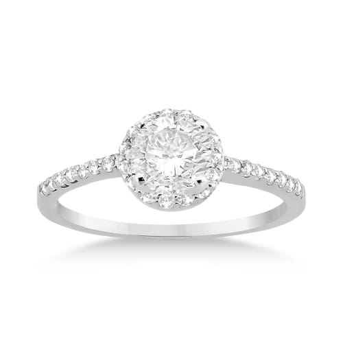 Petite Halo Diamond Engagement Ring Setting Platinum (0.25ct)