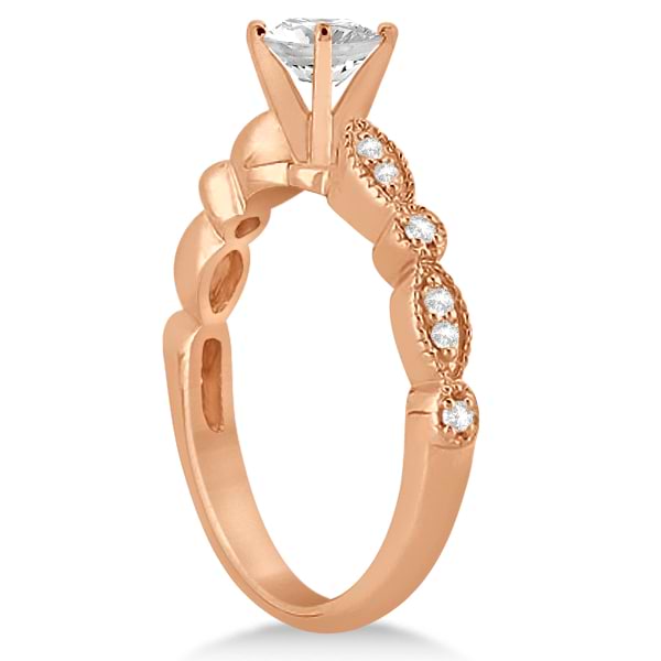 Petite Marquise & Dot Diamond Engagement Ring 14k Rose Gold (0.12ct)