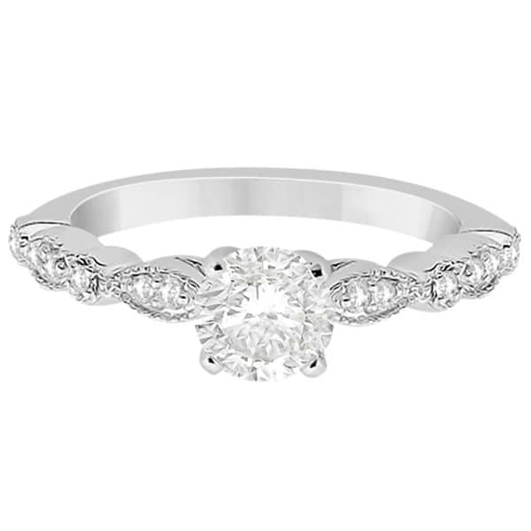 Petite Marquise & Dot Diamond Engagement Ring 14k White Gold (0.12ct)