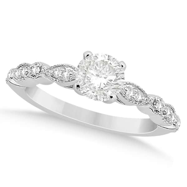Petite Marquise & Dot Diamond Engagement Ring 18k White Gold (0.12ct)