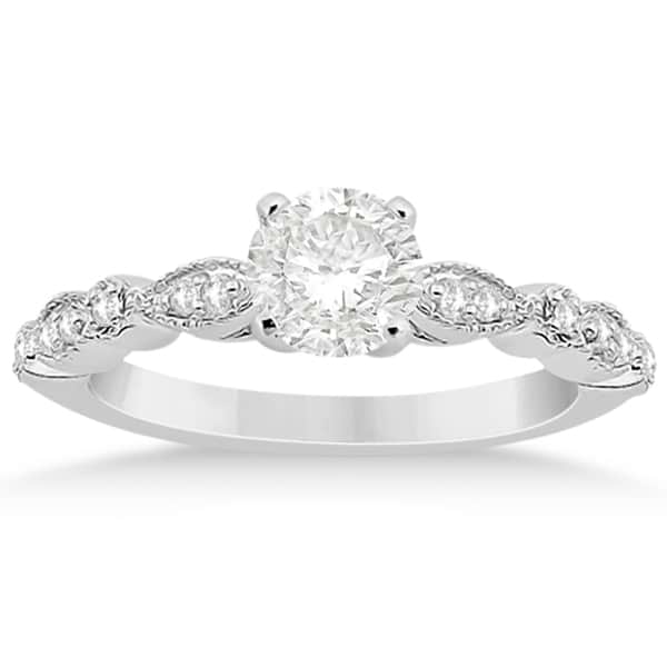 Petite Marquise & Dot Diamond Bridal Ring Set in 14k White Gold (0.25ct)