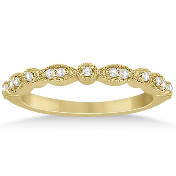 Petite Marquise & Dot Diamond Bridal Ring Set in 14k Yellow Gold (0.25ct)
