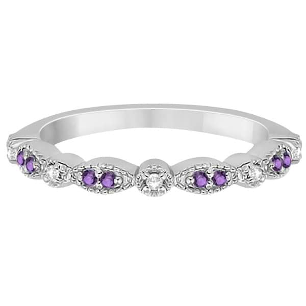 Marquise & Dot Amethyst Diamond Ring Band Palladium 0.25ct - U5082