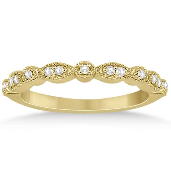 Petite Marquise & Dot Diamond Wedding Band in 14k Yellow Gold (0.13ct)