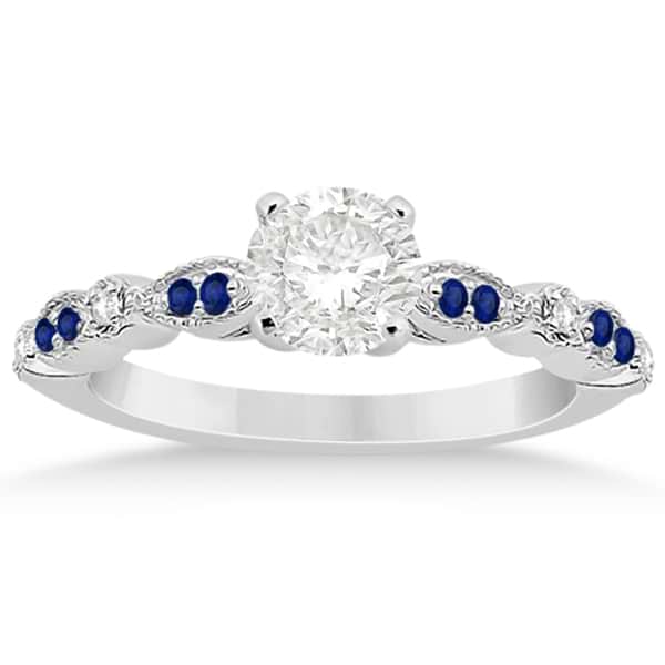 Blue Sapphire Diamond Marquise Engagement Ring Palladium 0.24ct