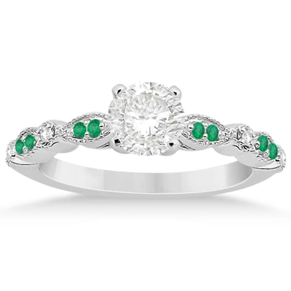 Emerald & Diamond Marquise Engagement Ring Palladium (0.20ct)