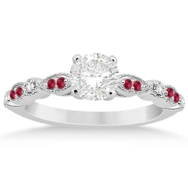 Ruby & Diamond Marquise Engagement Ring 18k White Gold (0.20ct)