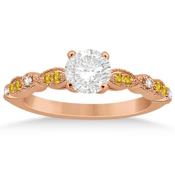 Yellow Sapphire Diamond Marquise Engagement Ring 14k Rose Gold 0.24