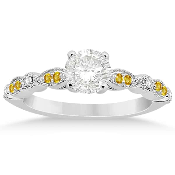 Yellow Sapphire Diamond Marquise Engagement Ring Palladium 0.24