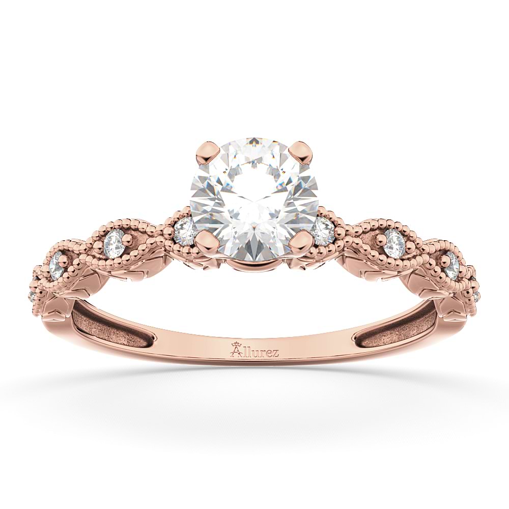 Petite Antique-Design Diamond Engagement Ring 14k Rose Gold (0.50ct)