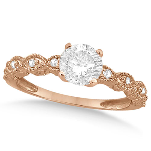 Petite Antique-Design Diamond Engagement Ring 14k Rose Gold (1.00ct)