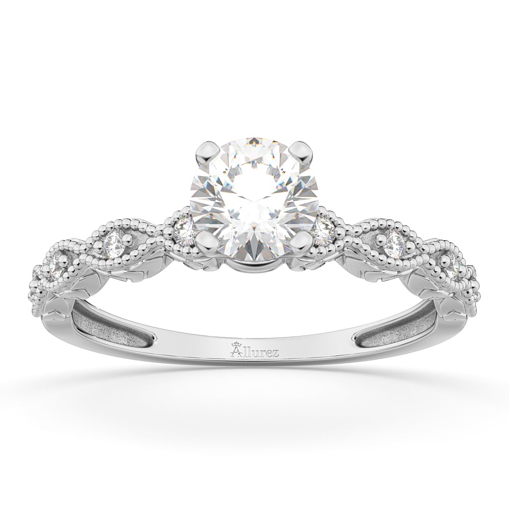 Petite Marquise Diamond Engagement Ring 14k White Gold (0.10ct)