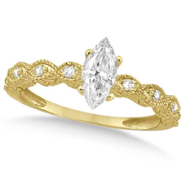 Marquise Antique Diamond Engagement Ring in 14k Yellow Gold (0.50ct)