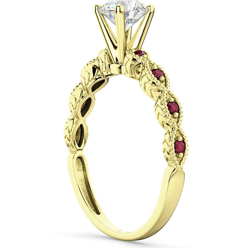 Vintage Diamond & Ruby Engagement Ring 14k Yellow Gold 1.00ct