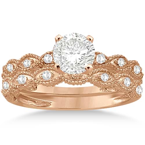 Antique Diamond Engagement Ring Set 14k Rose Gold (0.20ct)