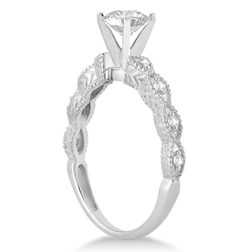 Pear-Cut Antique Style Diamond Bridal Set in 14k White Gold (0.58ct)