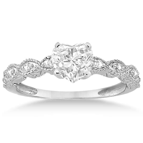 Heart-Cut Antique Style Lab Grown Diamond Bridal Set in 14k White Gold (0.83ct)