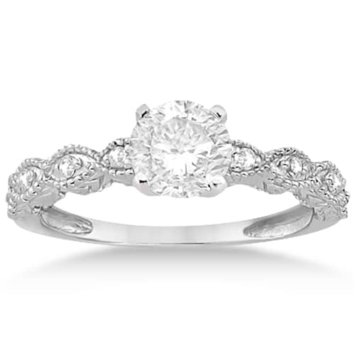 Antique Pave Diamond Engagement Ring Set Palladium (0.20ct)