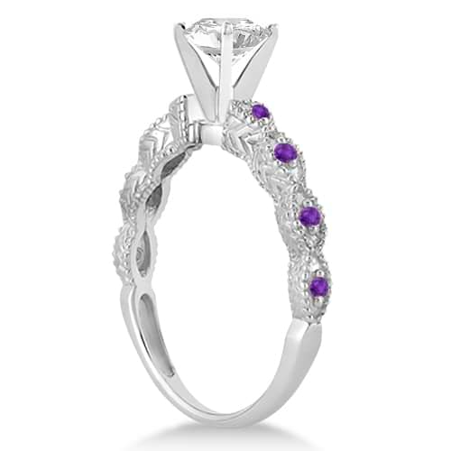 Vintage Diamond & Amethyst Bridal Set Platinum 1.70ct
